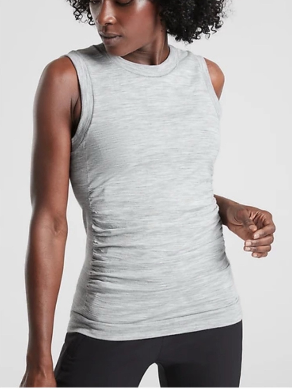 Athleta Foresthill Ascend Tank Sleeveless Ruched Wool Blend Tank Top